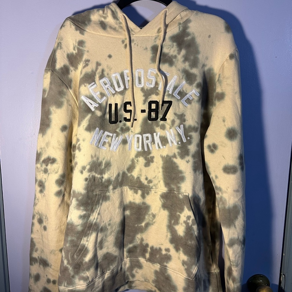 Aeropostale hoodie - grey and cream tie dye - size XL